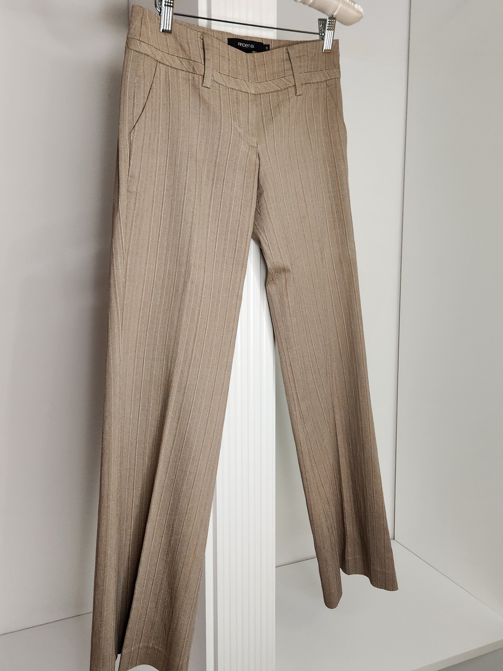 Arden B Tan Pinstripe Wide-Leg Dress Pants